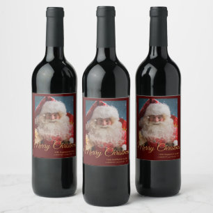 Étiquette Pour Bouteilles De Vin Père Noël d'hiver Joyeux Noël