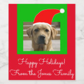 Étiquette Pour Bouteilles De Vin Père Noël Dog Holiday 4Artie (Étiquettes simples)