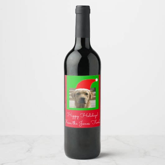 Étiquette Pour Bouteilles De Vin Père Noël Dog Holiday 4Artie (Devant)