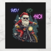 Étiquette Pour Bouteilles De Vin Père Noël en moto. Ho ho ! (Étiquettes simples)