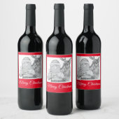 Étiquette Pour Bouteilles De Vin Père Noël et rennes (Bouteilles)