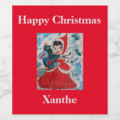 Étiquette Pour Bouteilles De Vin Père Noël Helper Christmas (Étiquettes simples)