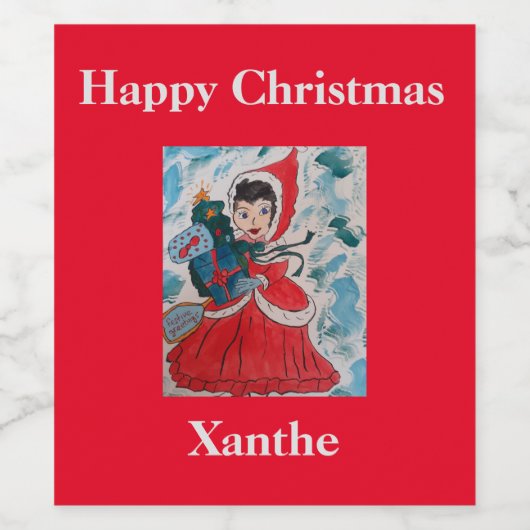 Étiquette Pour Bouteilles De Vin Père Noël Helper Christmas (Étiquettes simples)