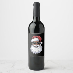 Étiquette Pour Bouteilles De Vin Père Noël Noir Xmas Santa Afro Afro-Américain