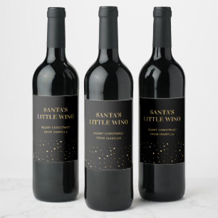Étiquette Pour Bouteilles De Vin Père Noël Petit Buveur de Vin d'Or Drôle Noël