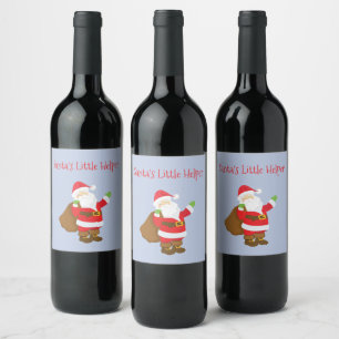 Étiquette Pour Bouteilles De Vin Père Noël Petit Helper Jolly St Nick Sack de cadea