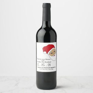 Étiquette Pour Bouteilles De Vin Père Noël Portrait Étiquette de vin de Noël