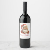 Étiquette Pour Bouteilles De Vin Père Noël rétro (Devant)
