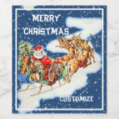Étiquette Pour Bouteilles De Vin Père Noël Sleigh Joyeux Noël (Étiquettes simples)