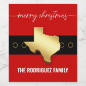 Étiquette Pour Bouteilles De Vin Père Noël Texas Belt Buckle Noël (Étiquettes simples)