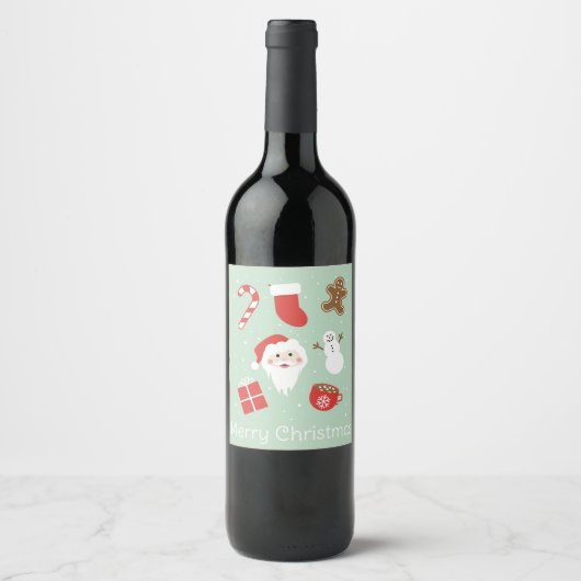 Étiquette Pour Bouteilles De Vin Période de Noël (Devant)