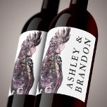 Étiquette Pour Bouteilles De Vin Perroquet exotique tropical pourpre avec des noms<br><div class="desc">Un joli perroquet tropical aux aquarelles de prune violette fait un design étiquette de vin unique pour la mariée et le marié. L'arrière - plan blanc contraste magnifiquement avec le perroquet. Personnalisez avec les noms des mariés et des mariés. Ces étiquettes de vin sont un choix idéal pour les réceptions...</div>