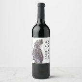 Étiquette Pour Bouteilles De Vin Perroquet exotique tropical pourpre avec des noms  (Devant)