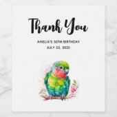 Étiquette Pour Bouteilles De Vin Perroquet vert - Bébé mignon Anniversaire (Étiquettes simples)
