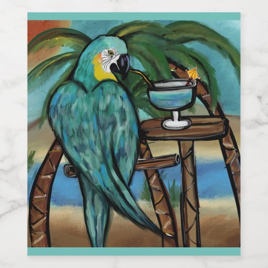 Étiquette Pour Bouteilles De Vin Perroquets (Étiquettes simples)