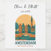 Étiquette Pour Bouteilles De Vin Personalized Amsterdam Netherlands Wedding Retro (Étiquettes simples)