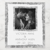 Étiquette Pour Bouteilles De Vin Personalized Faux Silver Frame Rustic Elegant (Étiquettes simples)