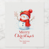 Étiquette Pour Bouteilles De Vin Personalized Merry Christmas Snowman Custom Year  (Étiquettes simples)