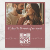 Étiquette Pour Bouteilles De Vin Personalized photo and music with QR code (Étiquettes simples)
