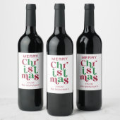 Étiquette Pour Bouteilles De Vin Personalized Whimsical Retro Merry Christmas (Bouteilles)