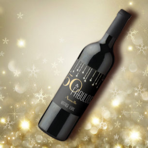 Étiquette Pour Bouteilles De Vin Personnalisé 50 & Fabuleux Black Gold Lumières Élé