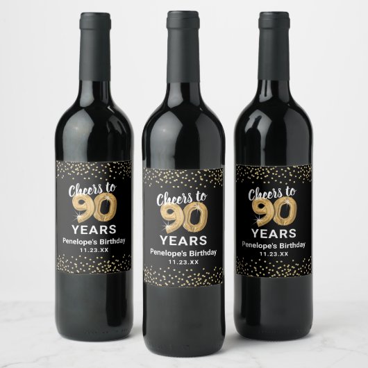 Étiquette Pour Bouteilles De Vin Personnalisé 90e anniversaire (Bouteilles)