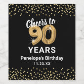 Étiquette Pour Bouteilles De Vin Personnalisé 90e anniversaire (Étiquettes simples)