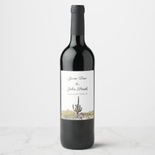 Étiquette Pour Bouteilles De Vin Personnalisé Arizona Saguaro Cactus Mariage du dés