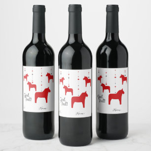 Étiquette Pour Bouteilles De Vin Personnalisé Dieu jul ! Dala Horse Vin Étiquette