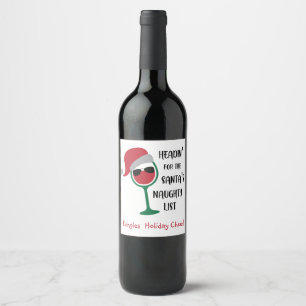 Étiquette Pour Bouteilles De Vin Personnalisé, Drôle, "Naughty List" Noël