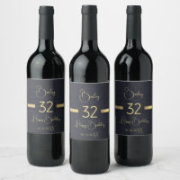 Personnalisé Gold Anniversaire Nom Vin noir Étique
