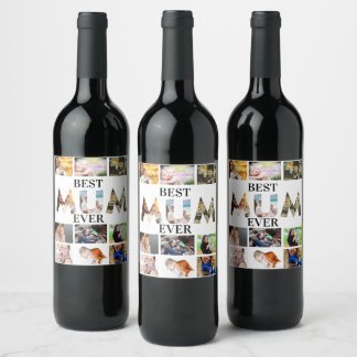 Étiquette Pour Bouteilles De Vin Personnalisé Moderne Meilleure Maman Ever 12 Colla