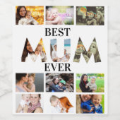 Étiquette Pour Bouteilles De Vin Personnalisé Moderne Meilleure Maman Ever 12 Colla (Étiquettes simples)