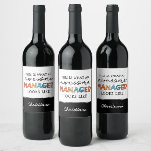 Étiquette Pour Bouteilles De Vin Personnalisé Retro Awesome Manager Drôle