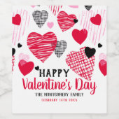 Étiquette Pour Bouteilles De Vin Personnalisé Saint-Valentin Coeurs fantasques (Étiquettes simples)