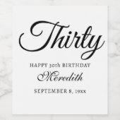 Étiquette Pour Bouteilles De Vin Personnalisé Trente - 30e anniversaire (Étiquettes simples)