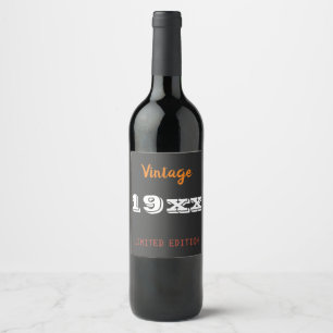 Étiquette Pour Bouteilles De Vin Personnalisé Vintage 19XX Limited Edition Annivers