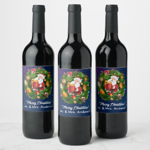 Étiquette Pour Bouteilles De Vin Personnaliser Joyeux Noël Père Noël Vin Étiquette