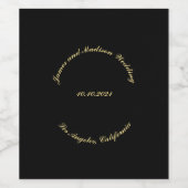 Étiquette Pour Bouteilles De Vin Personnaliser Nom, date noir simil or mariage (Étiquettes simples)