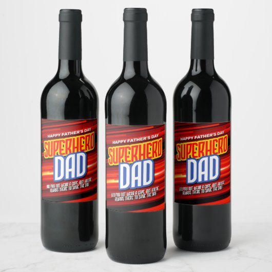 Étiquette Pour Bouteilles De Vin Personnaliser SuperHero Papa (Bouteilles)