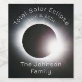 Étiquette Pour Bouteilles De Vin Personnaliser Total éclipse solaire 2024 (Étiquettes simples)