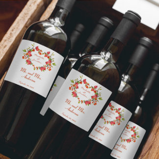 Étiquette Pour Bouteilles De Vin Personnaliser un cœur aimant simple mariage élégan