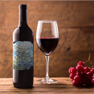 Étiquette Pour Bouteilles De Vin Pétales de fleurs bleues Fête des mariées personna