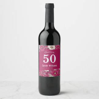 Étiquette Pour Bouteilles De Vin Pétales de marguerite Quarante Anniversaire de mam