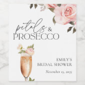 Étiquette Pour Bouteilles De Vin Pétales et Procuco Fête des mariées florale (Étiquettes simples)