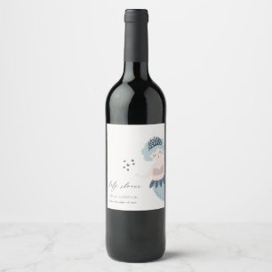 ÉTIQUETTE POUR BOUTEILLES DE VIN PETIT BABY SHOWER MERMAID ROSE ROSE BLEUE