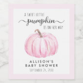 Étiquette Pour Bouteilles De Vin Petit Citrouille Aquarelle Bébé Fille Douche (Étiquettes simples)