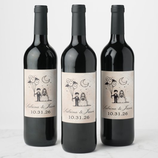 Étiquette Pour Bouteilles De Vin Petit Couple Effrayant (Bouteilles)