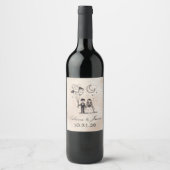 Étiquette Pour Bouteilles De Vin Petit Couple Effrayant (Devant)