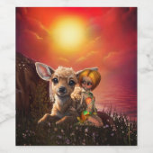 Étiquette Pour Bouteilles De Vin Petite fée et le mignon faon. (Étiquettes simples)